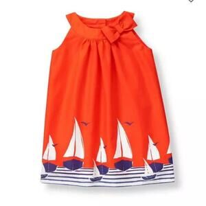 Janie and Jack Girls sleeveless 100% Cotton Batiste Sailboat Dress size 3 GUC